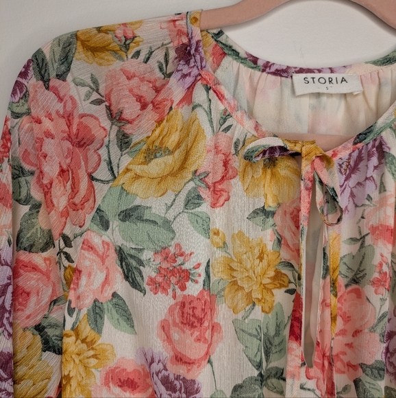 STORIA Floral Ruffle Mini Dress - Spring Garden Vibes - Size Small - Picture 8 of 13